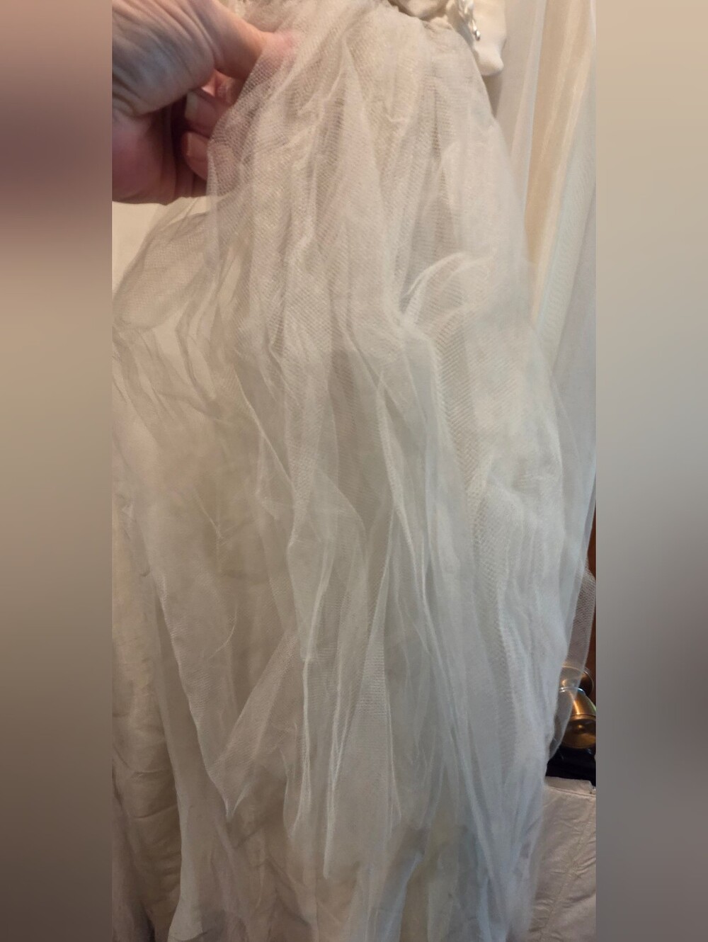 Elegant Cream Handmade Vintage Luxury Wedding Daisey Trim Dress Sz12 - Picture 11 of 13